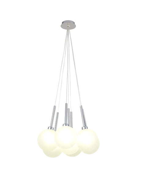 Lathen Cluster Pendant 1.5m, 7 x G9, Polished Chrome/Frosted Type G Shade