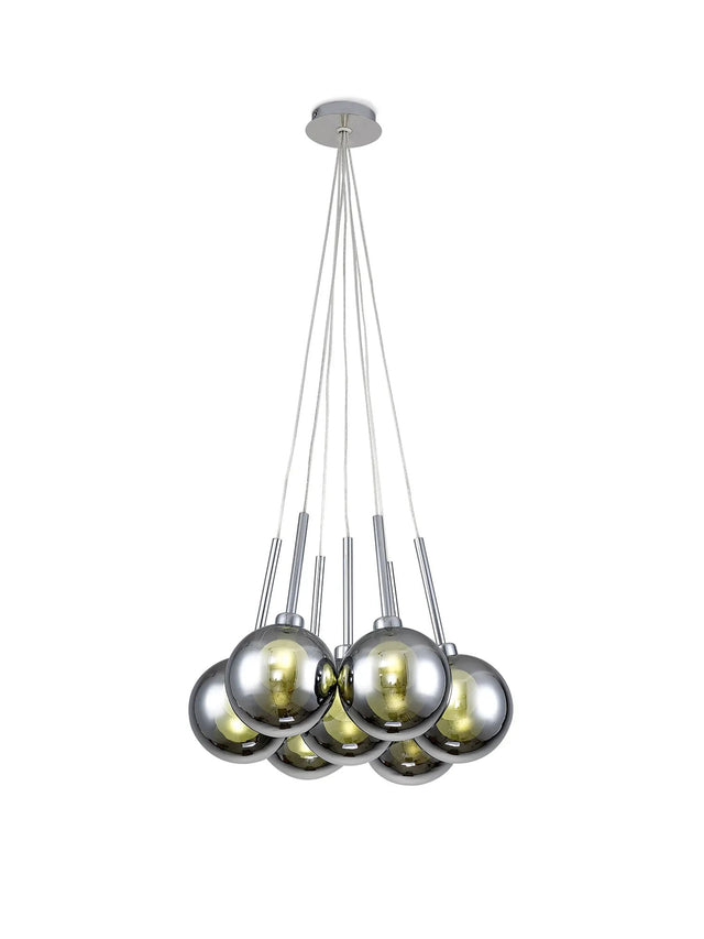 Lathen Cluster Pendant 1.5m, 7 x G9, Polished Chrome/Chrome/Frosted Type G Shade