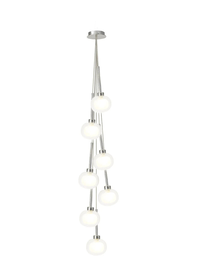 Lathen Cluster Pendant 1.5m, 7 x G9, Polished Chrome/Frosted/Clear Type M Shade
