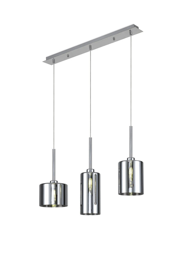 Lathen Linear Pendant 2m, 3 x G9, Polished Chrome/Chrome Type A,B,C Shade