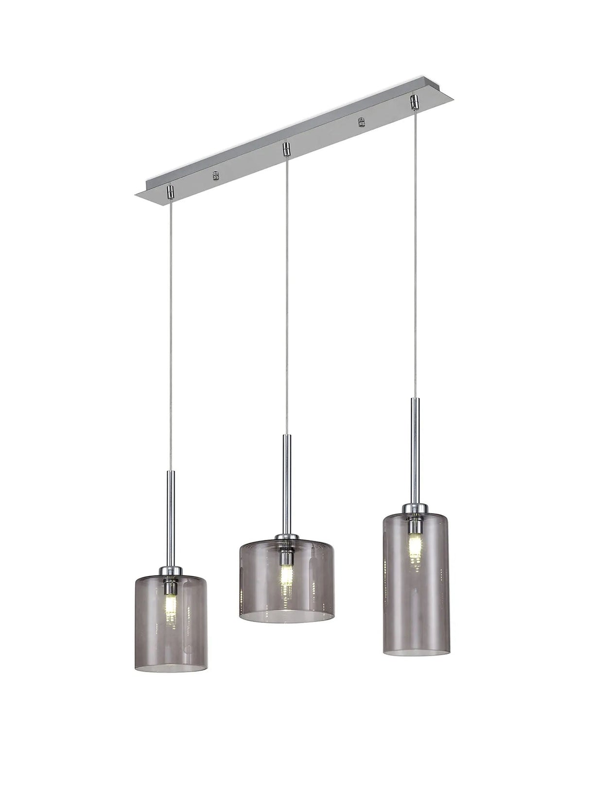 Lathen Linear Pendant 2m, 3 x G9, Polished Chrome/Smoked Type A,B,C Shade