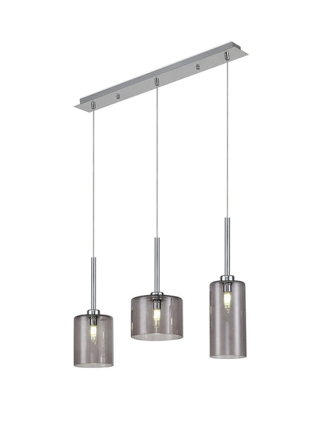 Lathen Linear Pendant 2m, 3 x G9, Polished Chrome/Smoked Type A,B,C Shade
