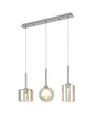 Lathen Linear Pendant 2m, 3 x G9, Polished Chrome/Cognac/Frosted Type B,C,G Shade