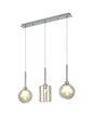 Lathen Linear Pendant 2m, 3 x G9, Polished Chrome/Cognac/Frosted Type C,G Shade