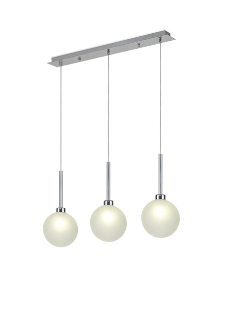 Lathen Linear Pendant 2m, 3 x G9, Polished Chrome/Frosted Type G Shade