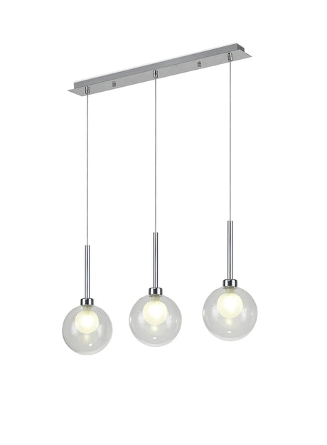 Lathen Linear Pendant 2m, 3 x G9, Polished Chrome/Clear/Frosted Type G Shade