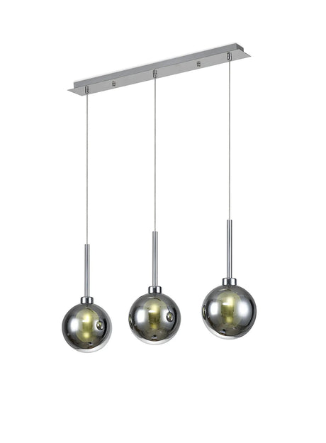 Lathen Linear Pendant 2m, 3 x G9, Polished Chrome/Chrome/Frosted Type G Shade