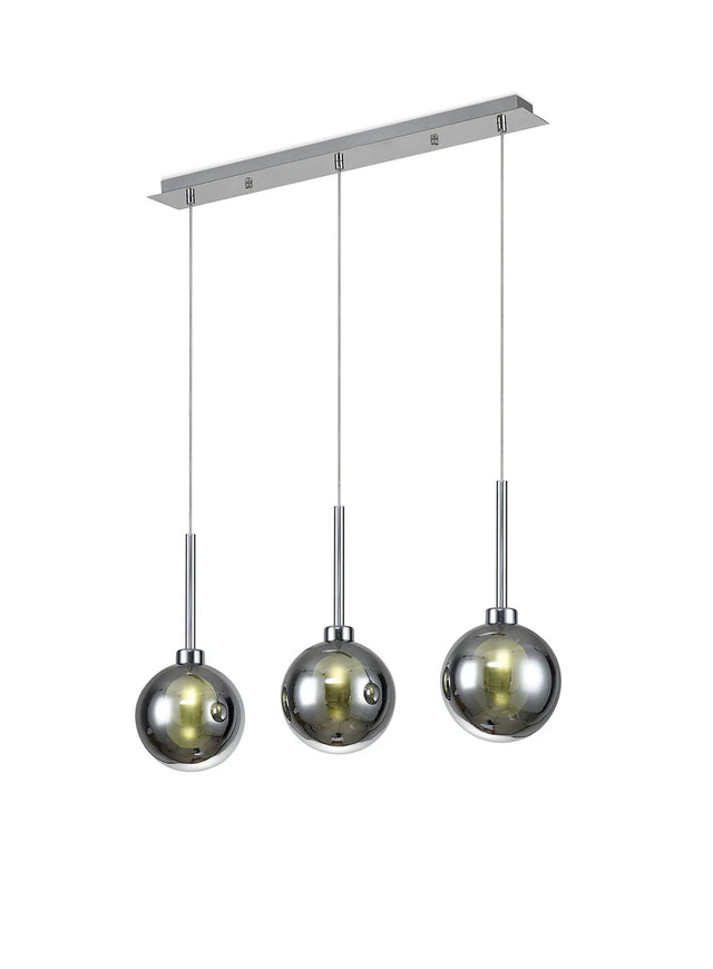 Lathen Linear Pendant 2m, 3 x G9, Polished Chrome/Chrome/Frosted Type G Shade