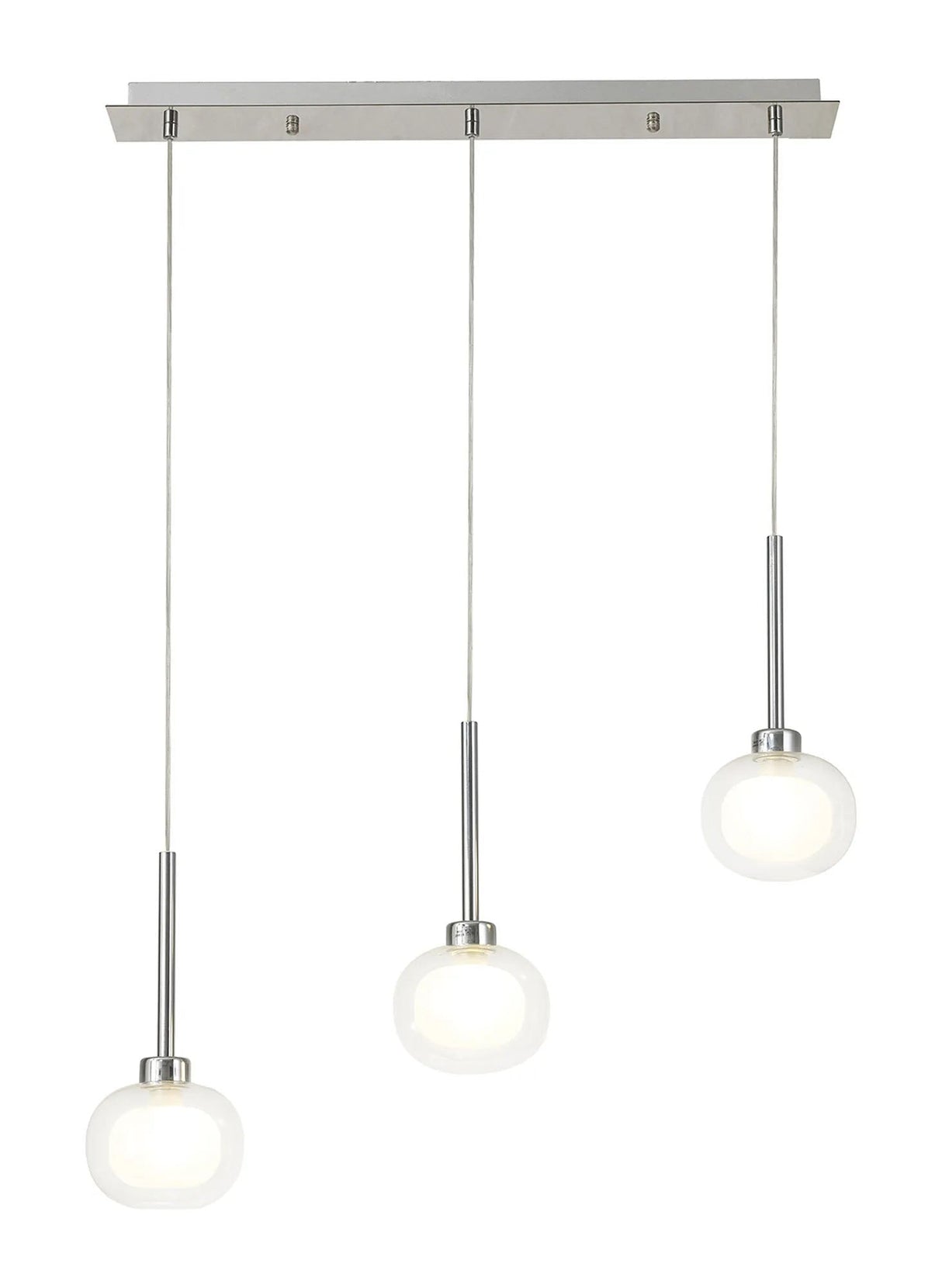 Lathen Linear Pendant 2m, 3 x G9, Polished Chrome/Frosted/Clear Type M Shade