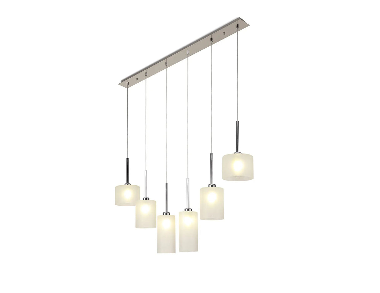 Lathen Linear Pendant 2m, 6 x G9, Polished Chrome/Frosted Type A,B,C Shade