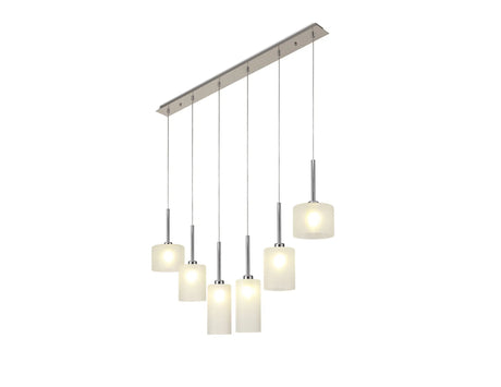 Lathen Linear Pendant 2m, 6 x G9, Polished Chrome/Frosted Type A,B,C Shade