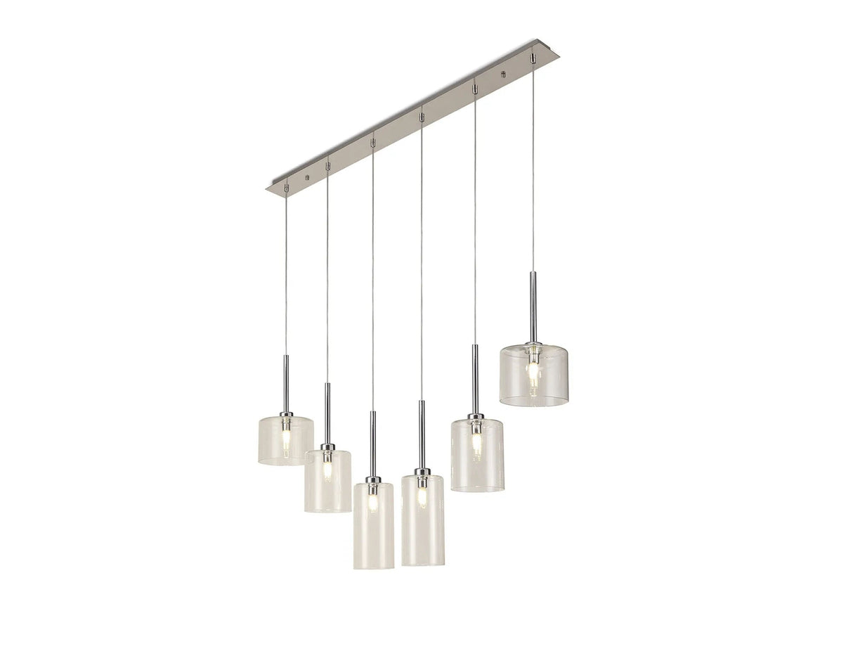 Lathen Linear Pendant 2m, 6 x G9, Polished Chrome/Clear Type A,B,C Shade