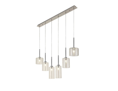 Lathen Linear Pendant 2m, 6 x G9, Polished Chrome/Clear Type A,B,C Shade