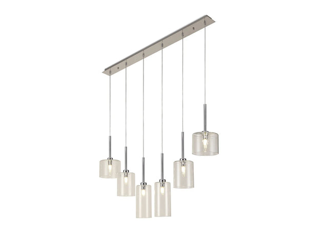Lathen Linear Pendant 2m, 6 x G9, Polished Chrome/Clear Type A,B,C Shade