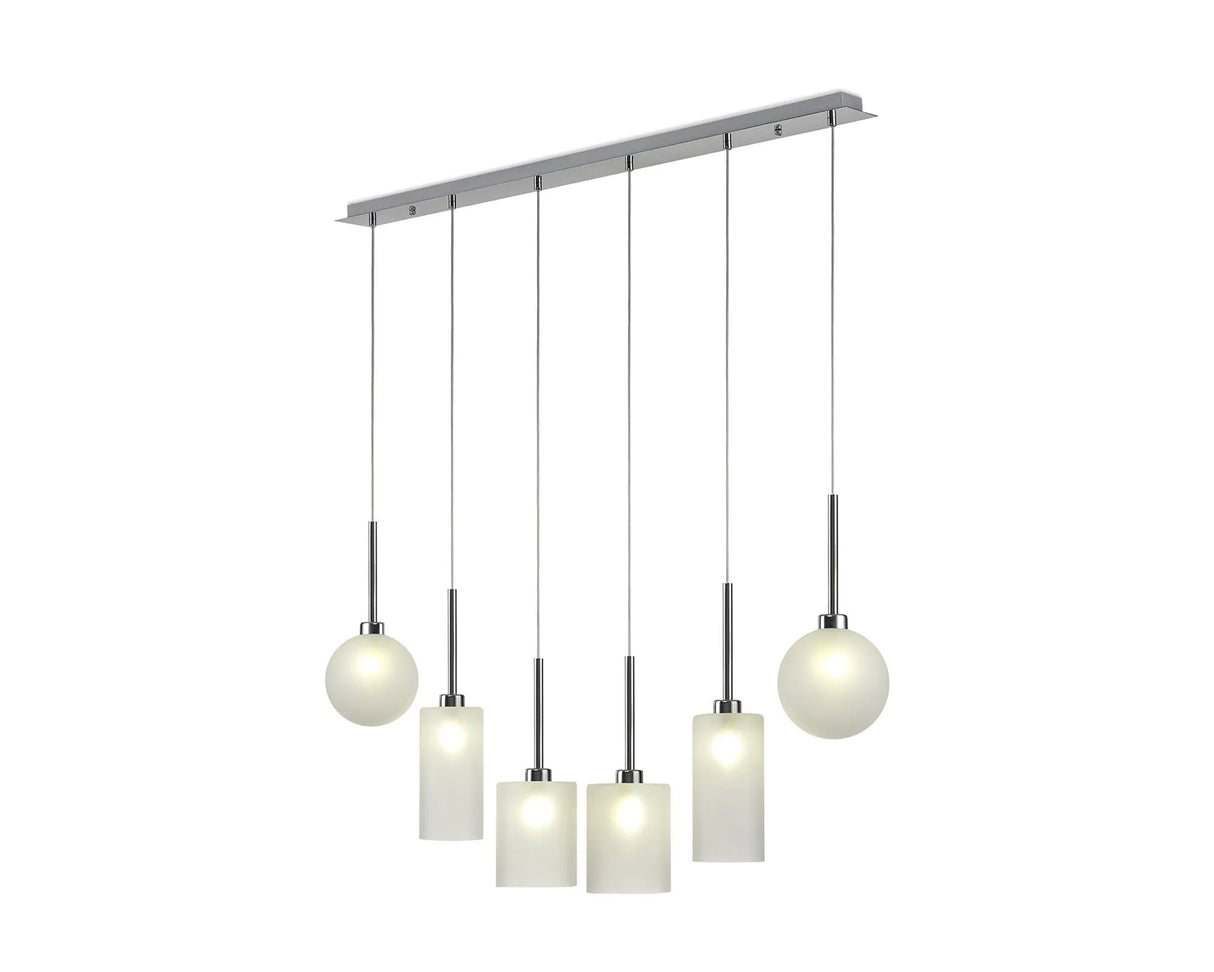 Lathen Linear Pendant 2m, 6 x G9, Polished Chrome/Frosted Type A,B,G Shade