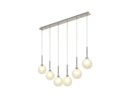 Lathen Linear Pendant 2m, 6 x G9, Polished Chrome/Frosted Type G Shade
