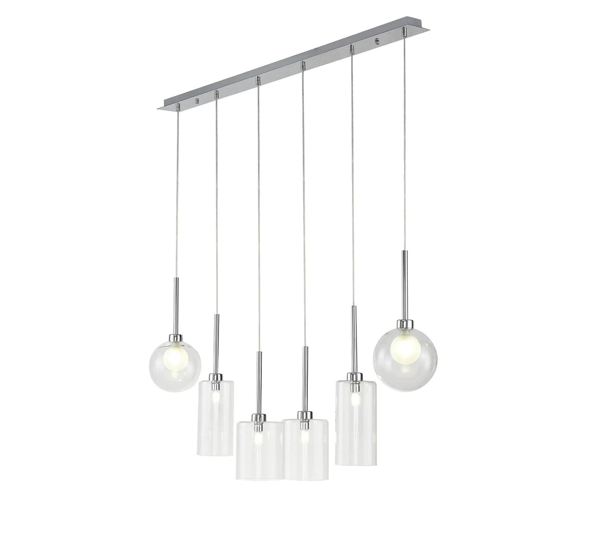 Lathen Linear Pendant 2m, 6 x G9, Polished Chrome/Clear/Frosted Type A,B,G Shade
