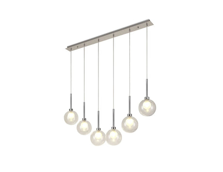 Lathen Linear Pendant 2m, 6 x G9, Polished Chrome/Clear/Frosted Type G Shade