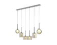 Lathen Linear Pendant 2m, 6 x G9, Polished Chrome/Cognac/Frosted Type B,C,G Shade
