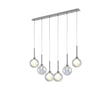 Lathen Linear Pendant 2m, 6 x G9, Polished Chrome/Iridescent/Frosted Type G Shade