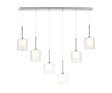 Lathen Linear Pendant 2m, 6 x G9, Polished Chrome/Frosted/Clear Type H Shade