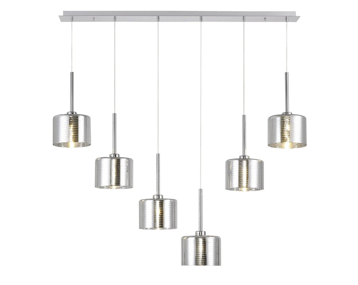 Lathen Linear Pendant 2m, 6 x G9, Polished Chrome/Chrome Type B Shade
