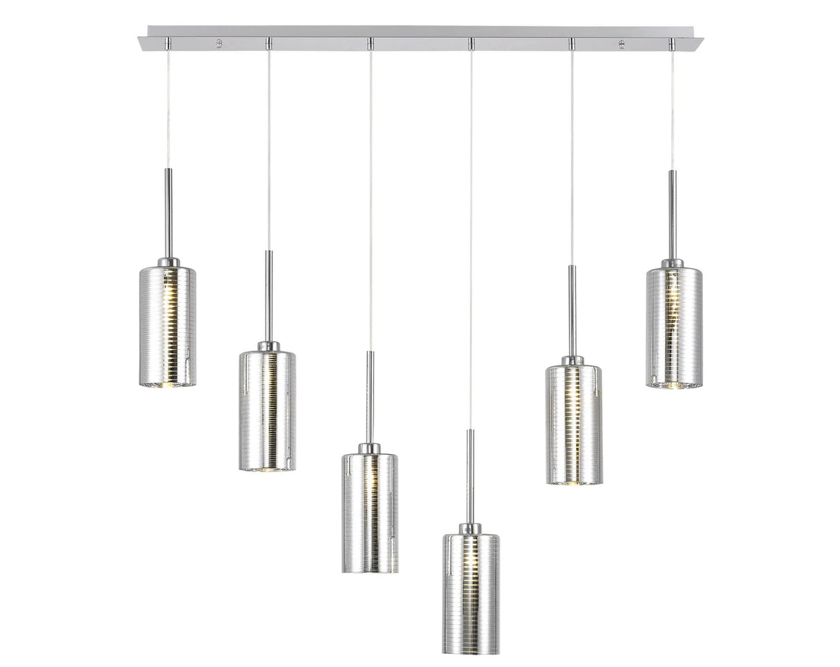 Lathen Linear Pendant 2m, 6 x G9, Polished Chrome/Chrome Type A Shade
