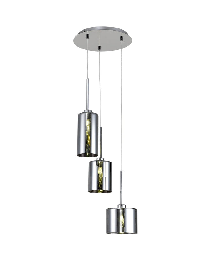 Lathen Round Pendant 2m, 3 x G9, Polished Chrome/Chrome Type A,B,C Shade