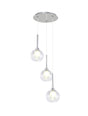Lathen Round Pendant 2m, 3 x G9, Polished Chrome/Clear/Frosted Type G Shade