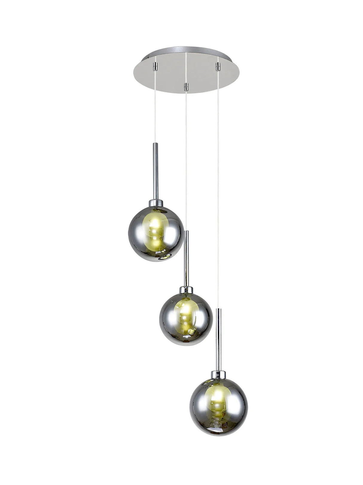 Lathen Round Pendant 2m, 3 x G9, Polished Chrome/Chrome/Frosted Type G Shade