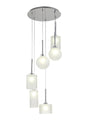 Lathen Round Pendant 2.5m, 6 x G9, Polished Chrome/Frosted Type A,B,C,G Shade