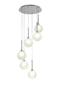 Lathen Round Pendant 2.5m, 6 x G9, Polished Chrome/Frosted Type G Shade