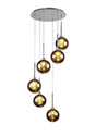 Lathen Round Pendant 2.5m, 6 x G9, Polished Chrome/Copper/Frosted Type G Shade