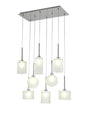 Lathen Rectangle Multiple Pendant 2m, 8 x G9, Polished Chrome/Frosted Type A,B,C,G Shade