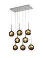 Lathen Rectangle Multiple Pendant 2m, 8 x G9, Polished Chrome/Copper/Frosted Type G Shade