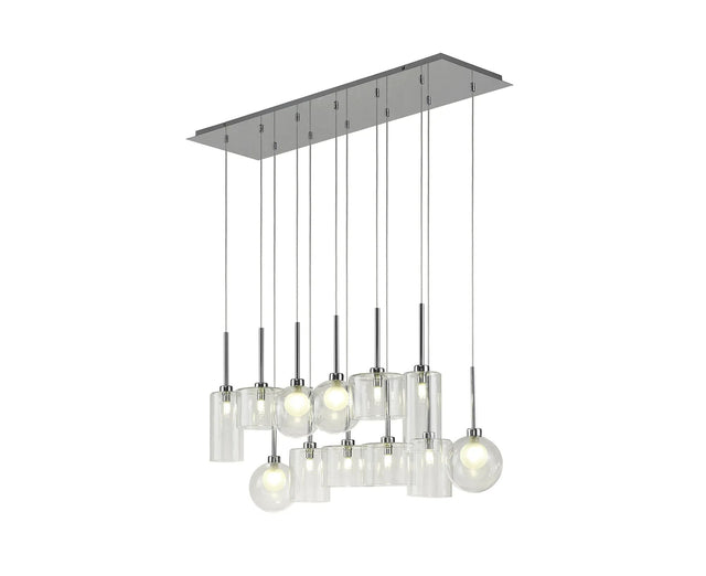 Lathen Linear Pendant 2m, 12 x G9, Polished Chrome/Clear/Frosted Type A,B,C,G Shade