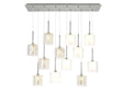 Lathen Linear Pendant 2m, 12 x G9, Polished Chrome/Frosted/Clear/Cognac Type H Shade