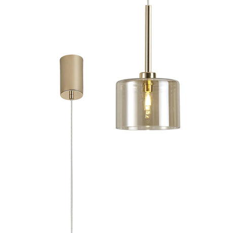 Lathen Single Pendant 2m, 1 x G9, French Gold/Cognac Type A Shade