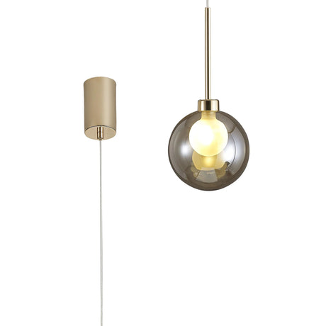 Lathen Single Pendant 2m, 1 x G9, French Gold/Cognac/Frosted Type G Shade