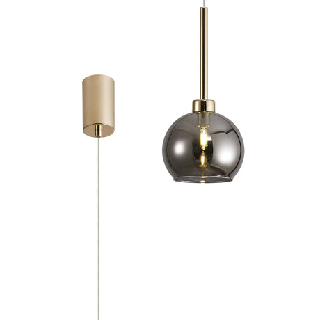 Lathen Single Pendant 2m, 1 x G9, French Gold/Smoked Type F Shade