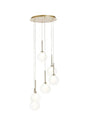 Lathen Round Pendant 2.5m, 6 x G9, French Gold/Cognac/Frosted Type G Shade