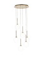 Lathen Round Pendant 2.5m, 6 x G9, French Gold/Clear/Frosted Type G Shade