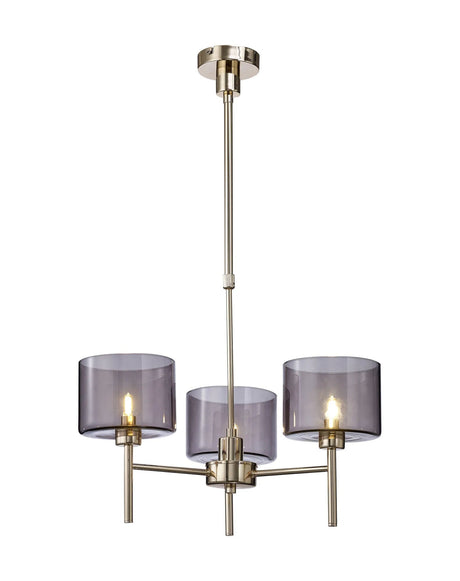 Lathen Telescopic/Semi Flush, 3 x G9, French Gold/Smoked Type C Shade