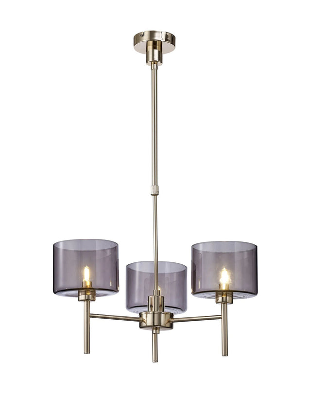 Lathen Telescopic/Semi Flush, 3 x G9, French Gold/Smoked Type C Shade