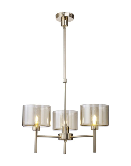 Lathen Telescopic/Semi Flush, 3 x G9, French Gold/Cognac Type C Shade