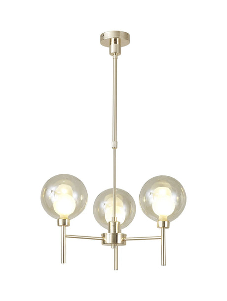 Lathen Telescopic/Semi Flush, 3 x G9, French Gold/Cognac/Frosted Type G Shade