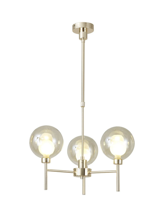 Lathen Telescopic/Semi Flush, 3 x G9, French Gold/Cognac/Frosted Type G Shade