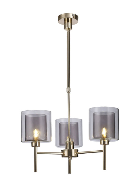Lathen Telescopic/Semi Flush, 3 x G9, French Gold/Smoked/Clear Type H Shade