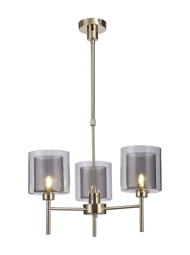 Lathen Telescopic/Semi Flush, 3 x G9, French Gold/Smoked/Clear Type H Shade
