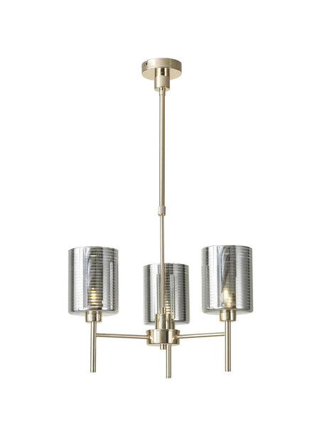 Lathen Telescopic/Semi Flush, 3 x G9, French Gold/Chrome Lined Type B Shade